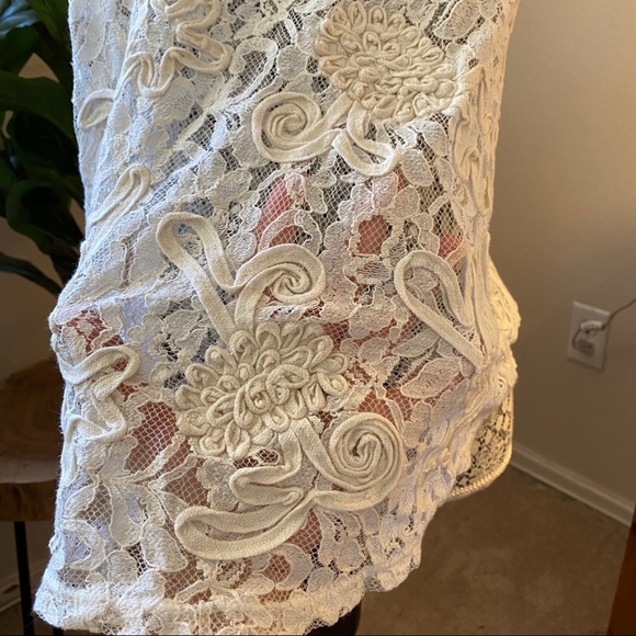 Free People White Lace Tank With Open Back - Picture 9 of 11